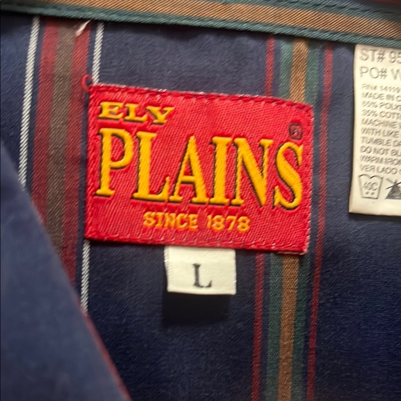 Men's Striped Western Shirt - Blue and Red - Picture 3 of 5